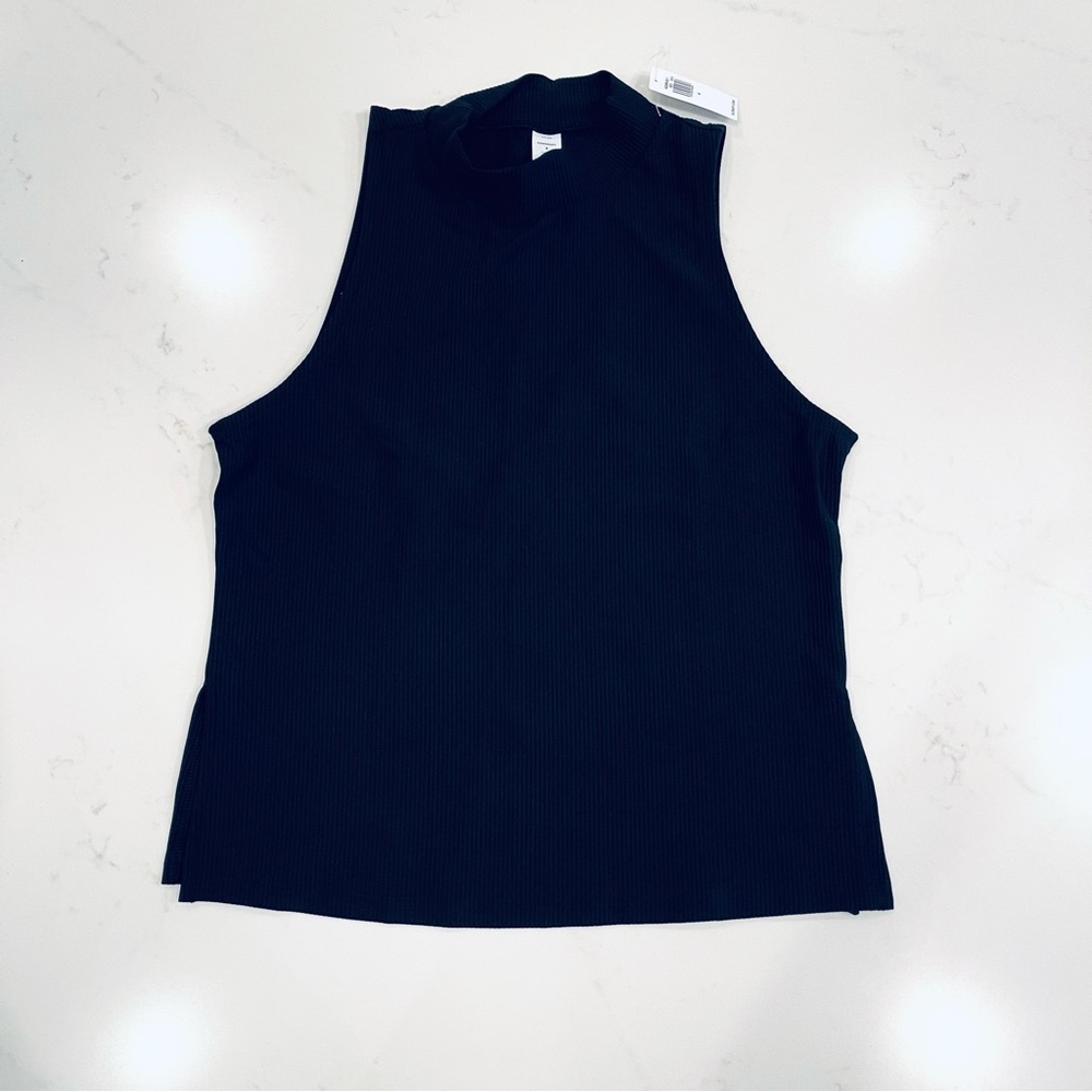 Old Navy: Powersoft Go-Dry Mockneck Sleeveless Ribbed Top : Black : S